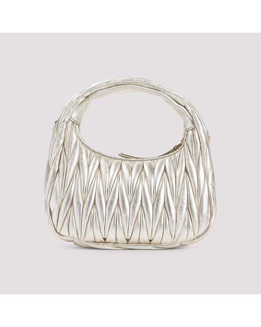 Miu Miu White Wander Matelassé Hobo Bag