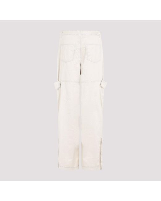 Acne White Microfiber Cargo Pants for men