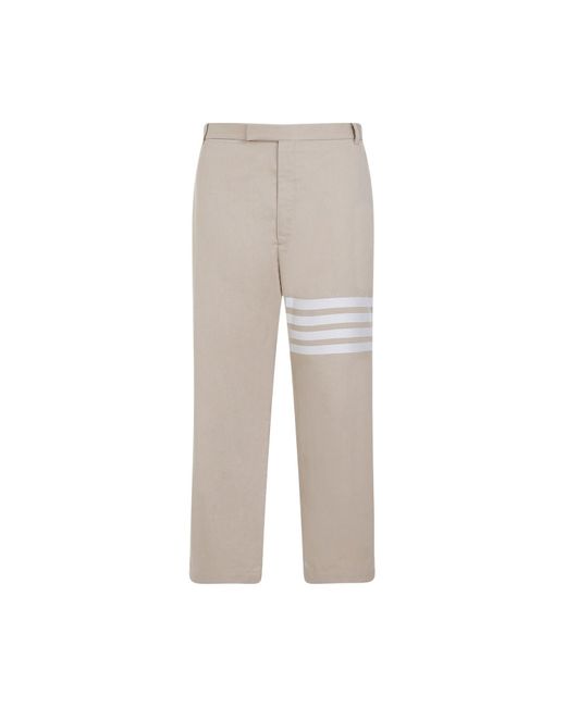 Thom Browne White Thome Browne Unconstructed Straight Leg Trousers for men