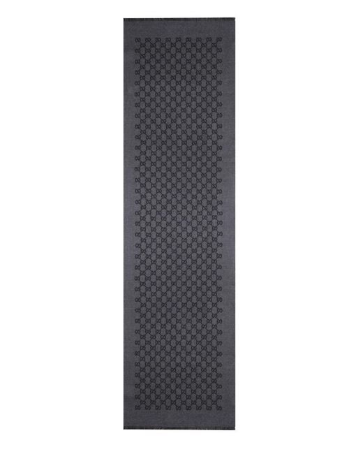 Gucci Gray Gg Pattern Scarf for men