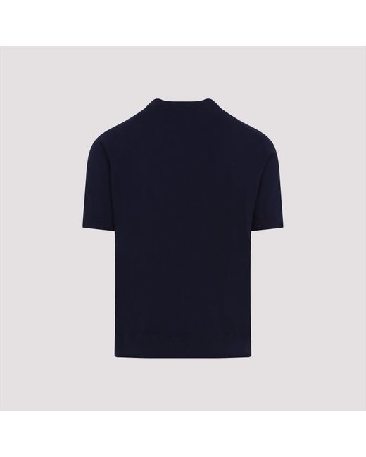 Etro Blue Fine Jersey T-Shirt With Decorative Linking for men