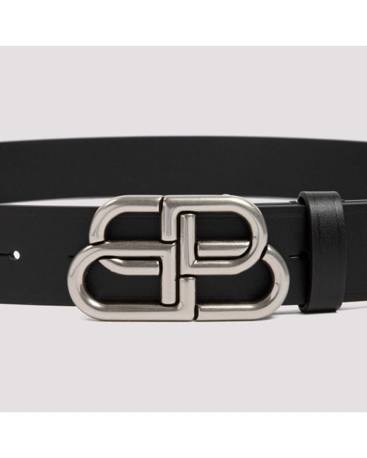 Balenciaga Black Leather Large Bb Belt for men