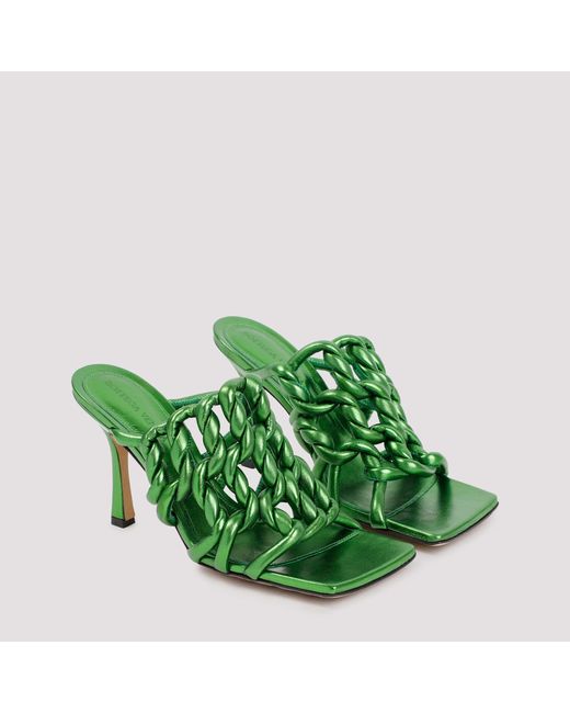Bottega Veneta Green Stretch Mule Sandals