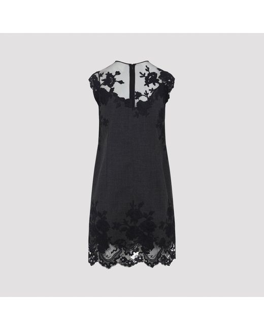 Ermanno Scervino Black Virgin Wool Mini Dress
