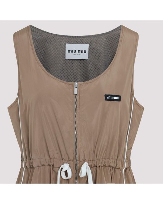 Miu Miu Natural Mini Silk Dress