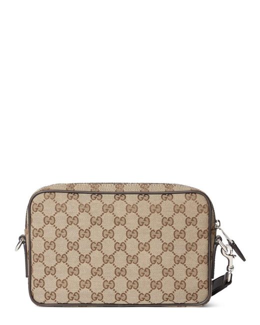 Gucci Gray Fabric Shoulder Bag "Gg" Small for men