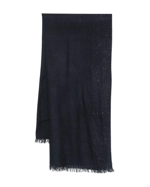 Faliero Sarti Blue Kundy Sequin-Embellished Wool Scarf