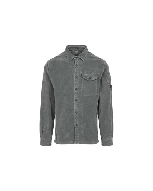 C P Company Gray Ls Corduroy Shirt for men