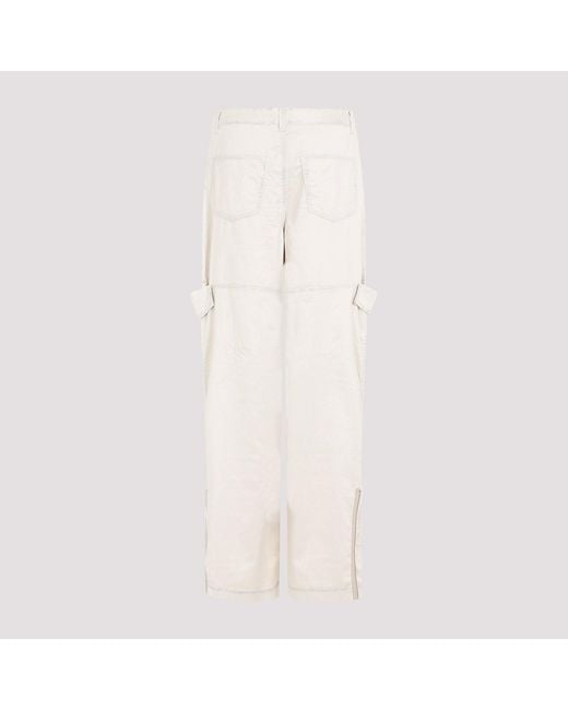 Acne White Microfiber Cargo Pants for men