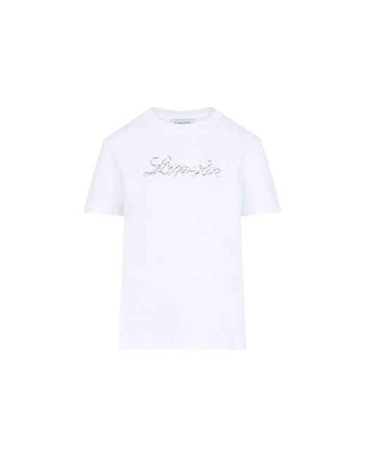 Lanvin White Embroidered Script Logo T-Shirt