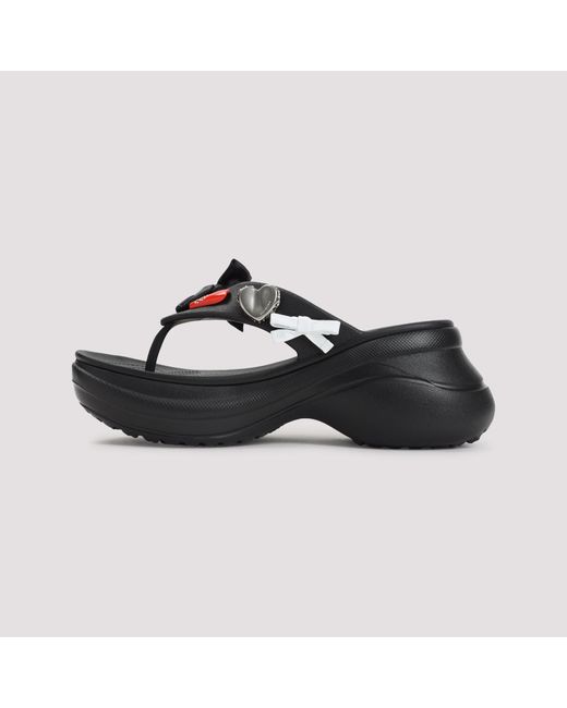 Balenciaga Black Tong Crocs Sandals