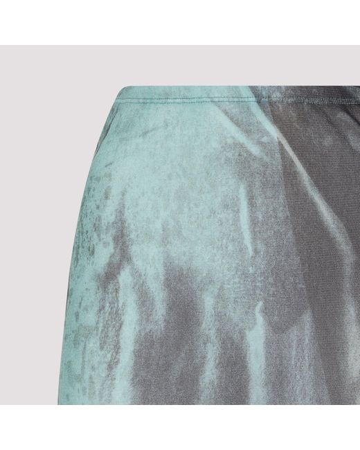 Jean Paul Gaultier Blue Mesh Printed "Water" Long Skirt