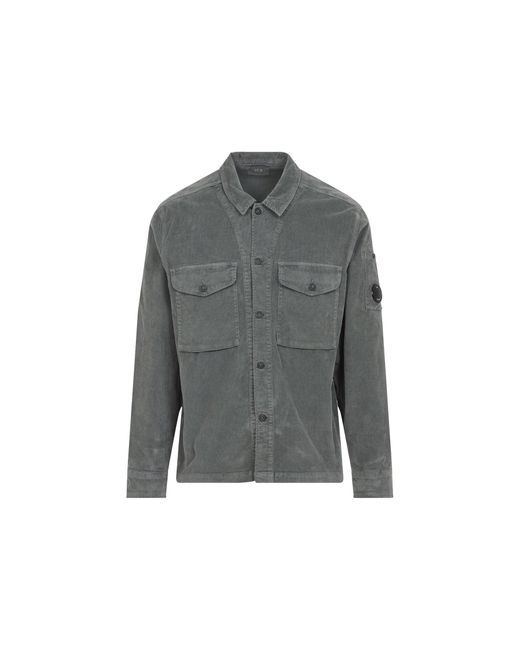 C P Company Gray Corduroy Overshirt for men