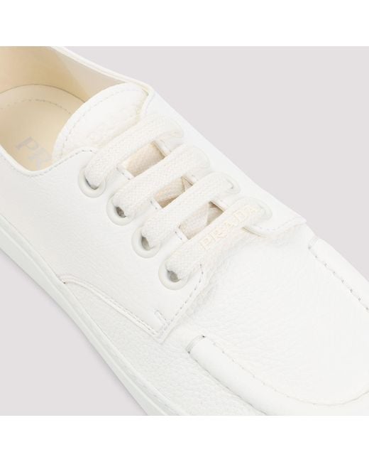 Prada White Deer Leather Sneakers for men