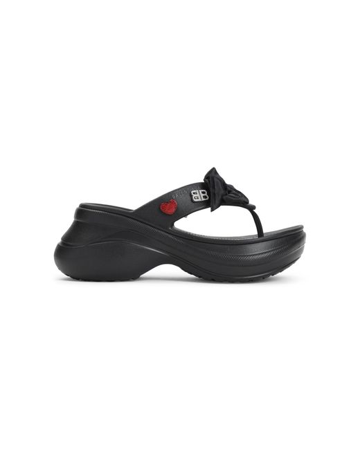 Balenciaga Black Tong Crocs Sandals