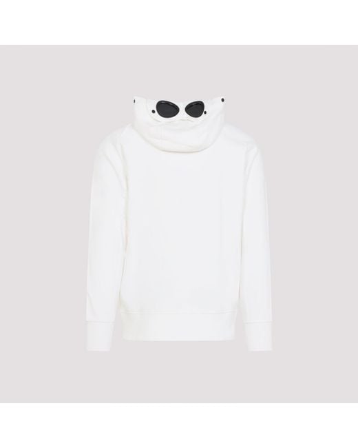 C P Company White Open Hoodie for men