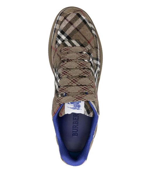 Burberry Brown Terrace Checked Sneakers for men