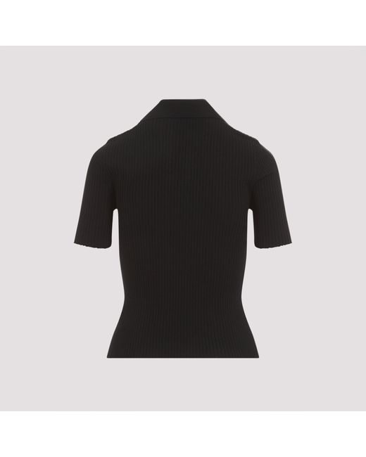 Courreges Black Signature Ribbed Knit Polo