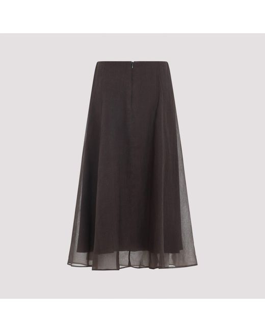 Brunello Cucinelli White Silk Midi Skirt