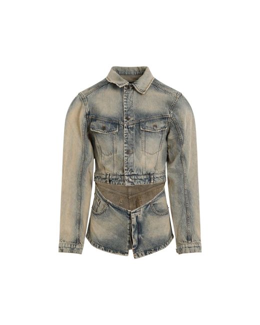 Egonlab Gray Cutout Denim Jacket for men