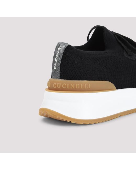 Brunello Cucinelli Black Knit Sneakers for men