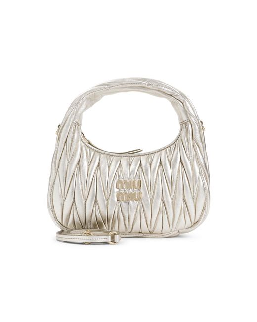 Miu Miu White Wander Matelassé Hobo Bag