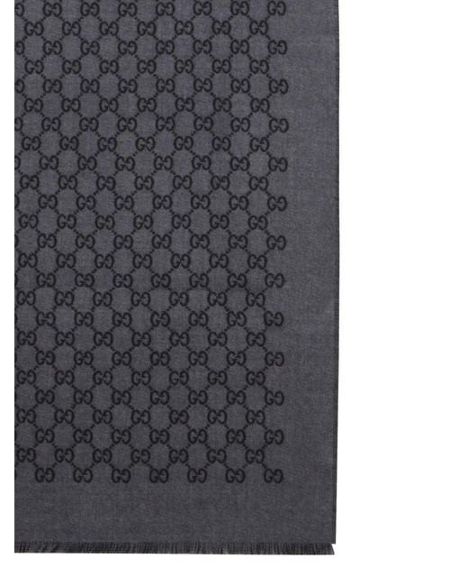 Gucci Gray Gg Pattern Scarf for men