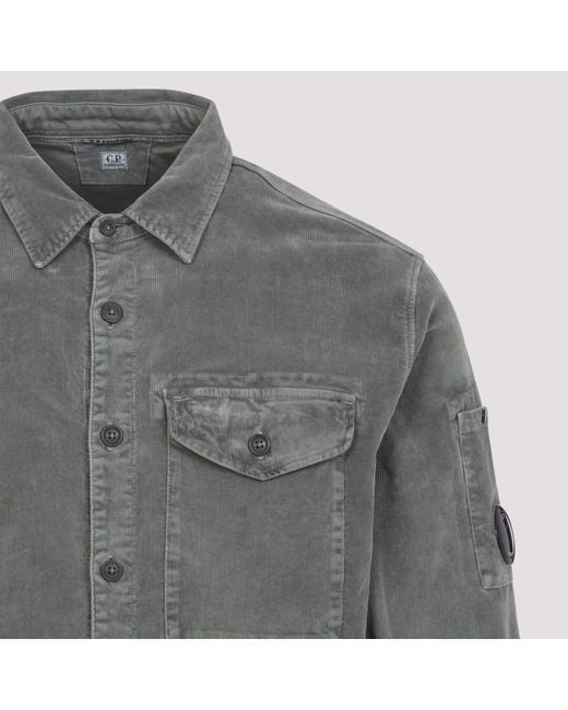 C P Company Gray Ls Corduroy Shirt for men