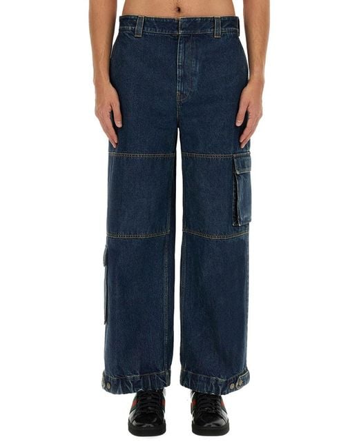 Gucci Blue Denim Pants With Label for men