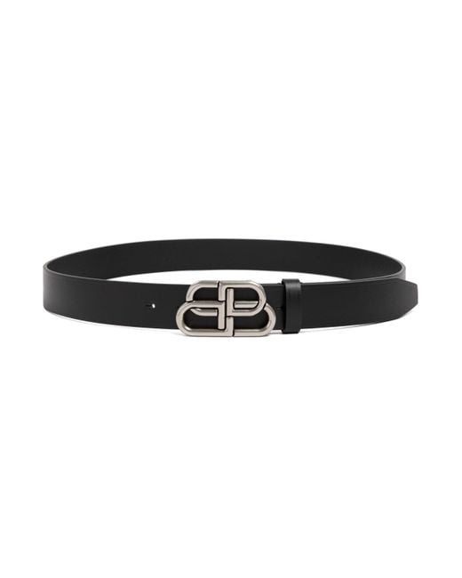 Balenciaga Black Leather Large Bb Belt for men