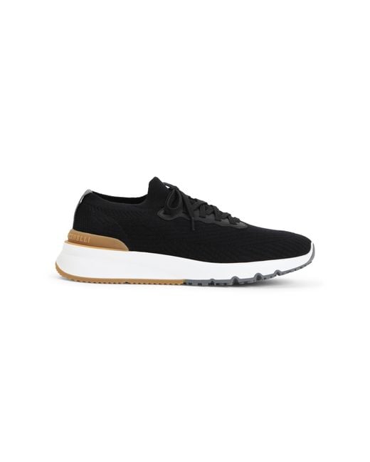 Brunello Cucinelli Black Knit Sneakers for men