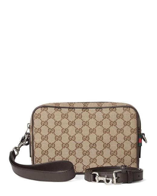 Gucci Gray Fabric Shoulder Bag "Gg" Small for men