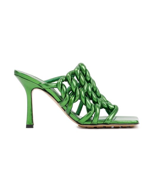 Bottega Veneta Green Stretch Mule Sandals