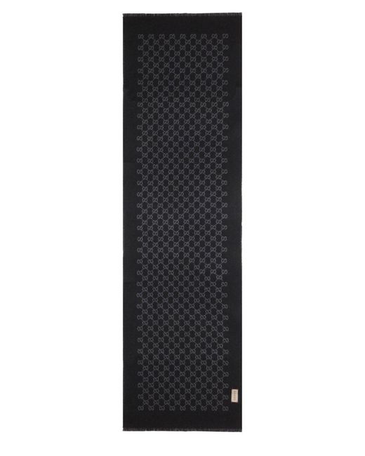Gucci Gray Gg Pattern Scarf for men