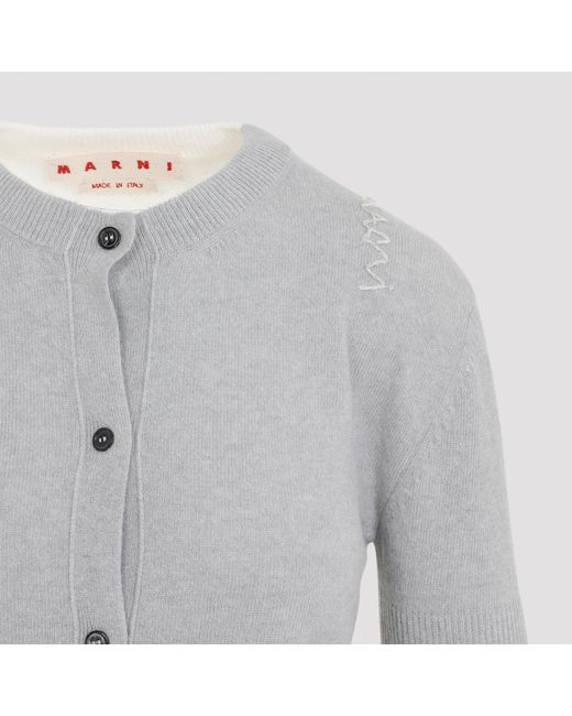 Marni White Virgin Wool Cardigan
