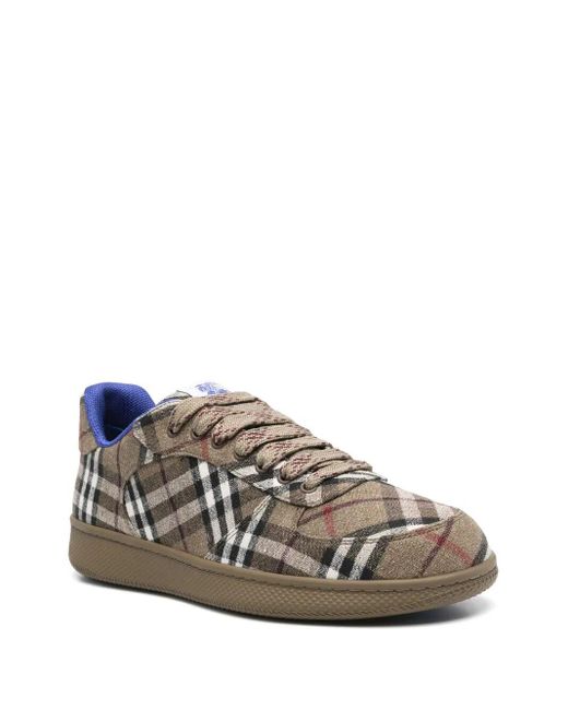 Burberry Brown Terrace Checked Sneakers for men