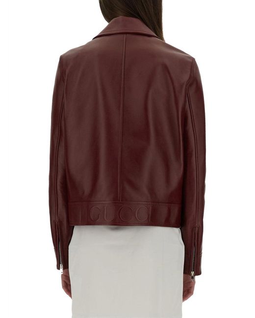 Gucci Red Leather Biker Jacket