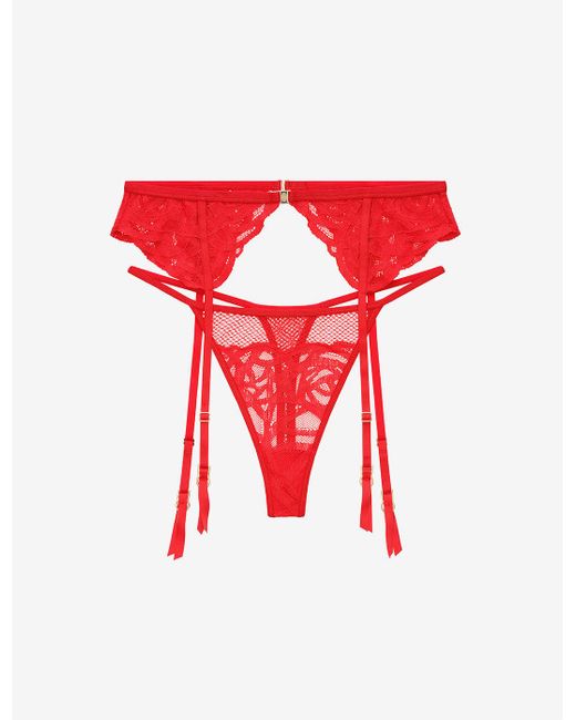 4pc Bra, Garter Belt, Thong & Stockings Lingerie Set main image 0
