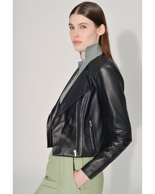 veda black leather jacket