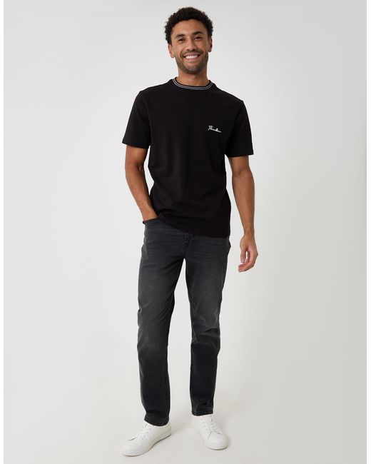 Threadbare Black Cotton Crew Neck Script T-Shirt for men