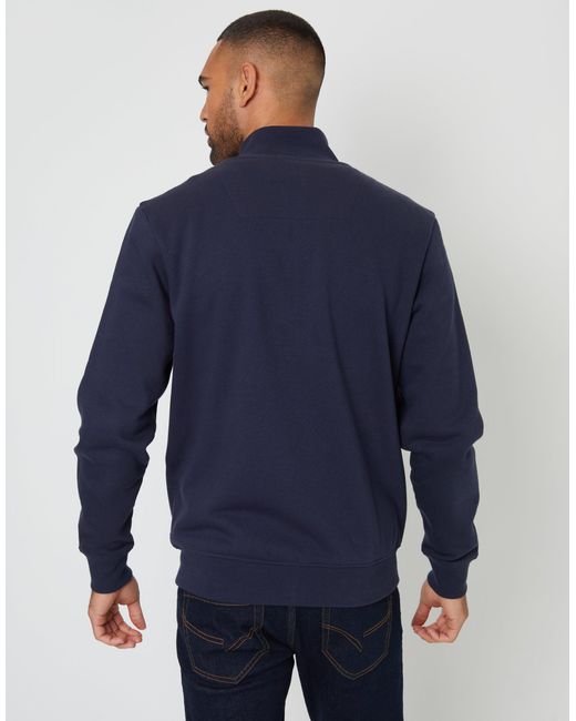 Threadbare Blue Funnel Neck Zip Through Sweatshirt for men