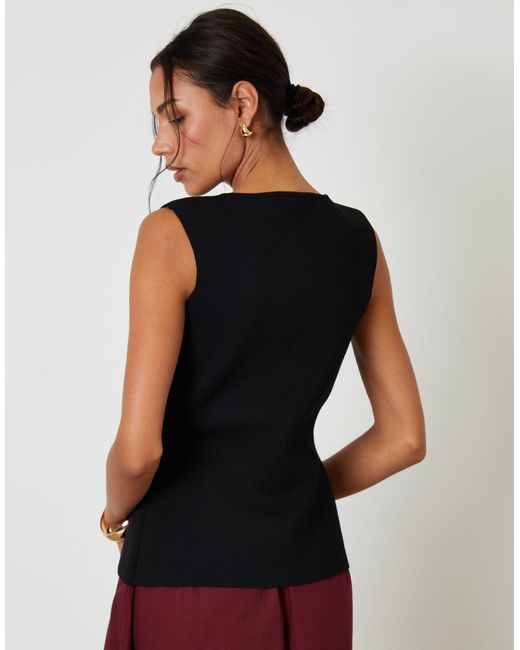 Threadbare Black Ribbed Knitted Waistcoat
