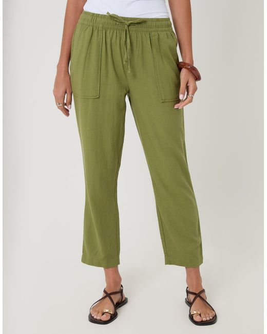 Threadbare Green Linen Blend Drawstring Trousers