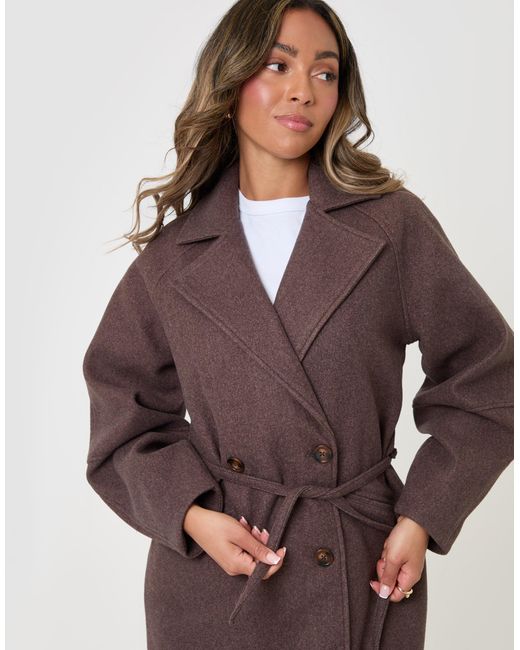 Threadbare Brown Longline Cocoon Coat