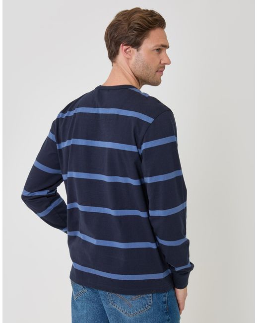 Threadbare Blue Cotton Jersey Long Sleeve T-Shirt for men