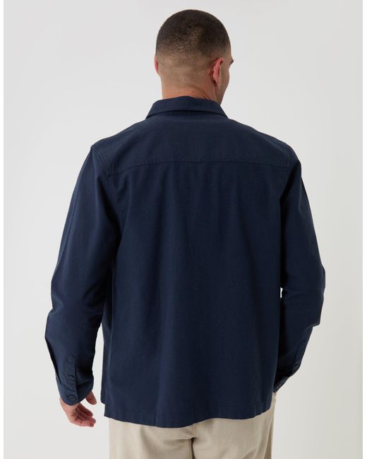Threadbare Blue Linen Blend Lightweight Shacket for men