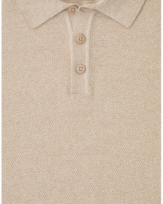 Threadbare Gray Moss Stitch Knitted Polo for men