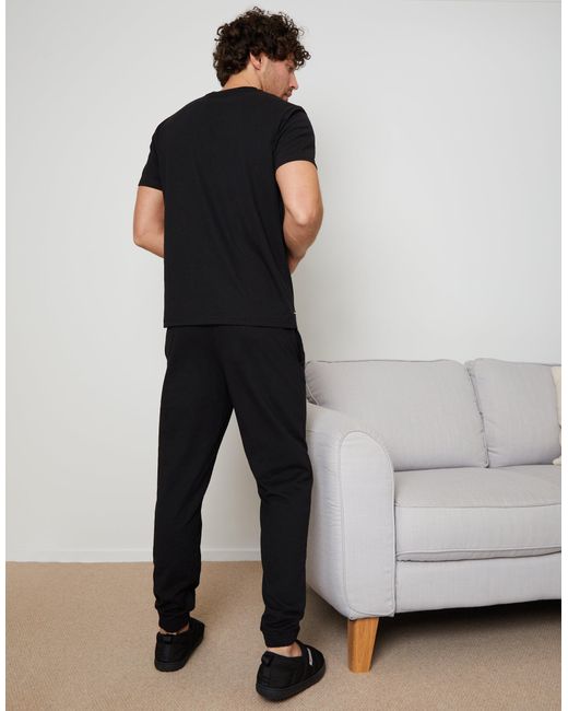 Threadbare Black Script Logo Lounge Set for men