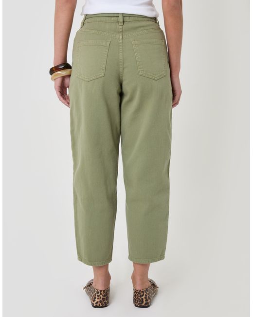 Threadbare Green Belted Barrel Leg Jeans
