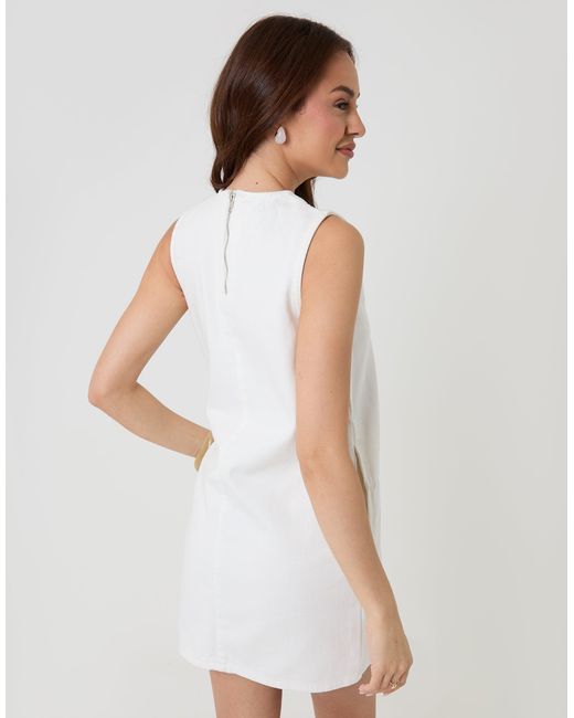 Threadbare White Denim Mini Shift Dress